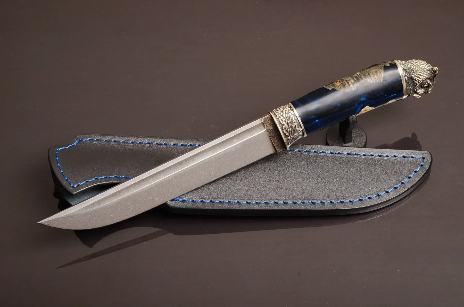 Handmade N690 Steel Hunting Knife with Owl Pommel Design