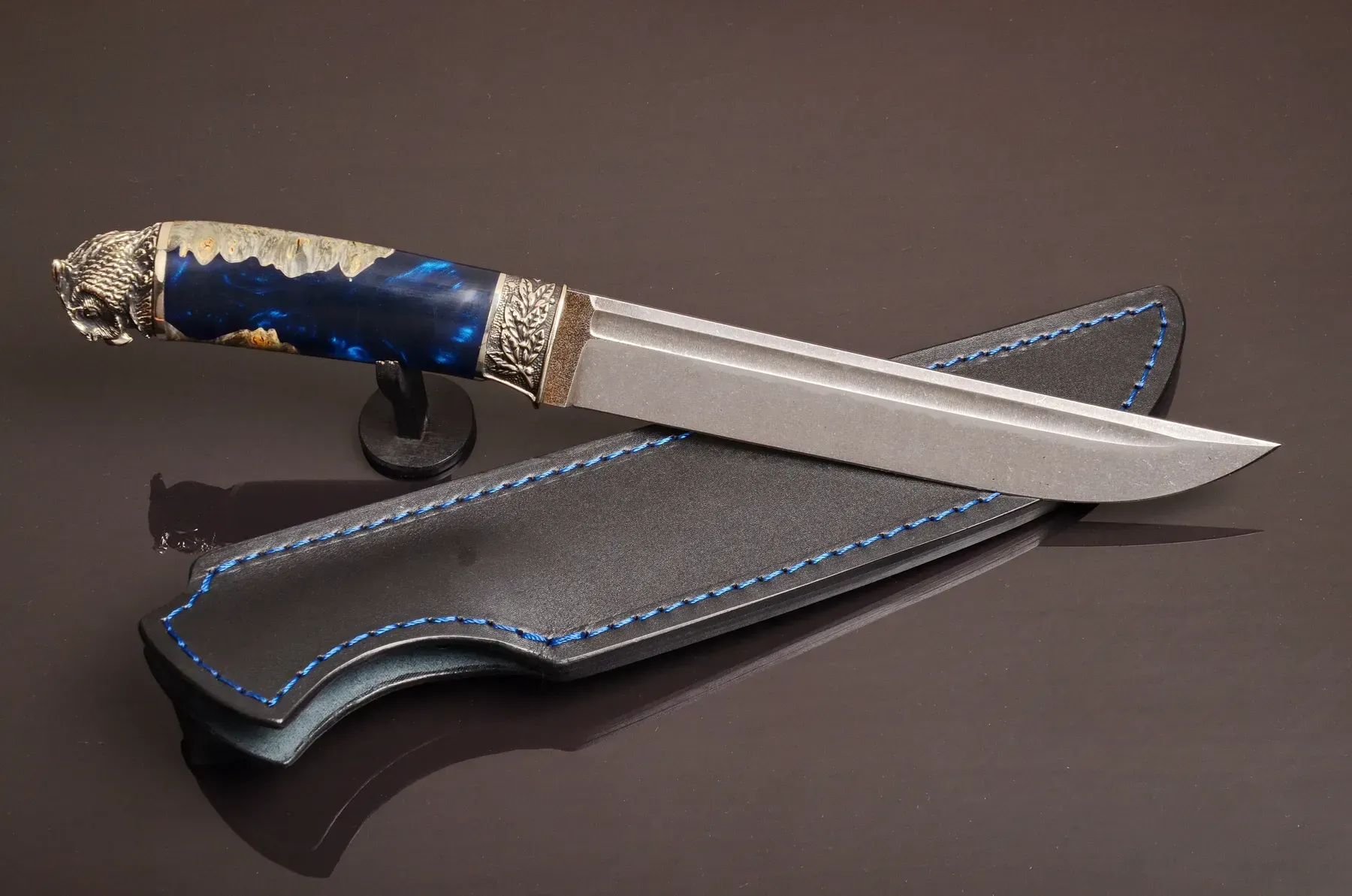 Handmade N690 Steel Hunting Knife with Owl Pommel Design