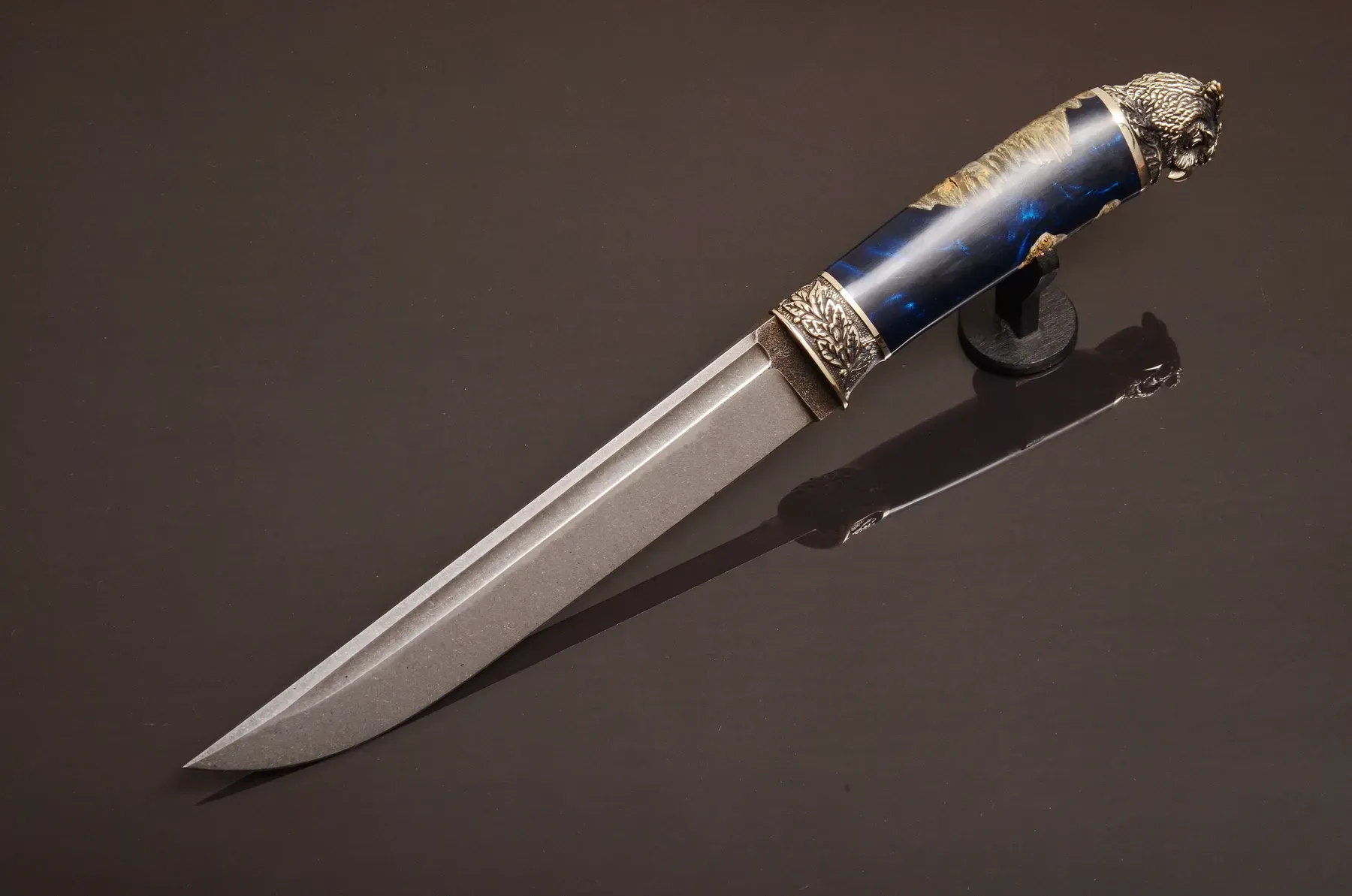 Handmade N690 Steel Hunting Knife with Owl Pommel Design