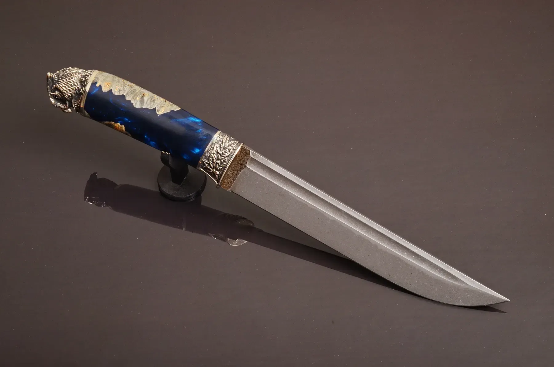 Handmade N690 Steel Hunting Knife with Owl Pommel Design
