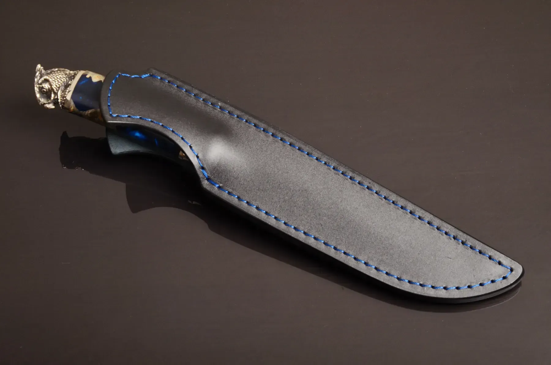 Handmade N690 Steel Hunting Knife with Owl Pommel Design