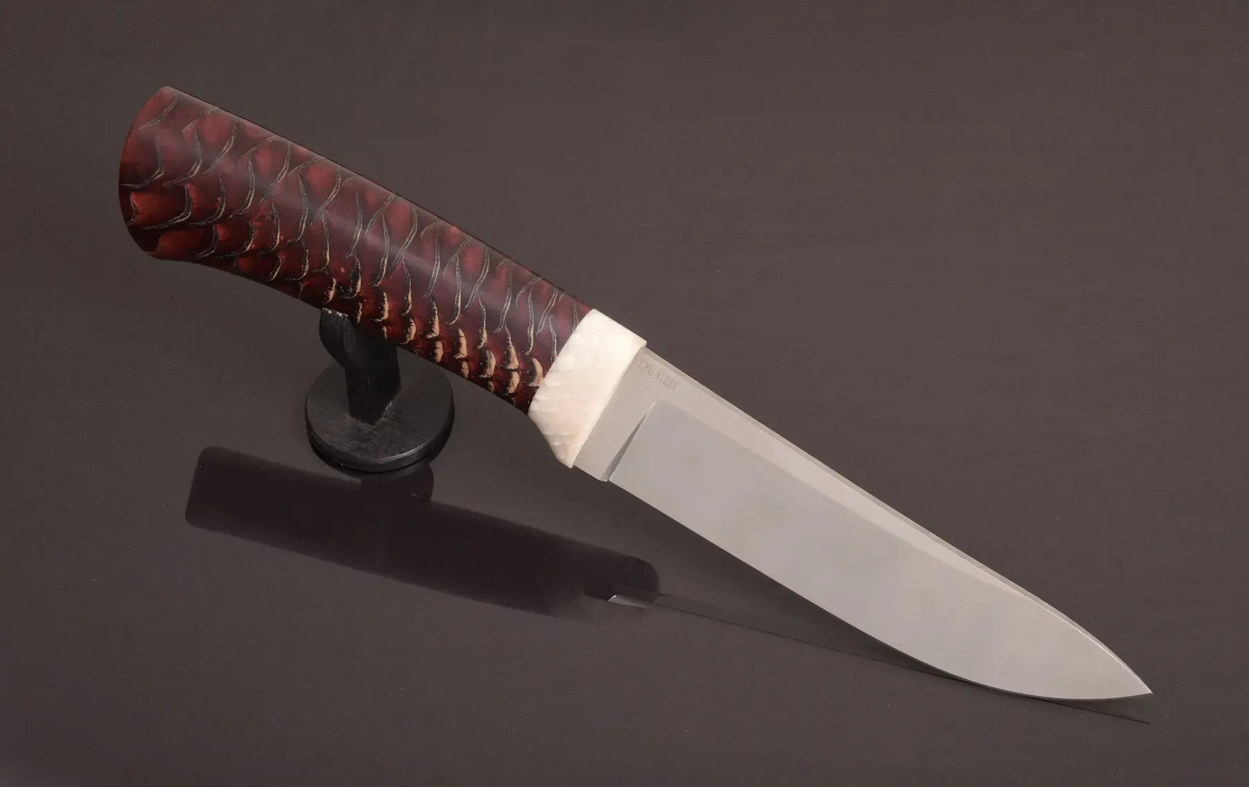 Handmade Designer Knife with Stabilized Hornbeam Handle - Elegant Knives