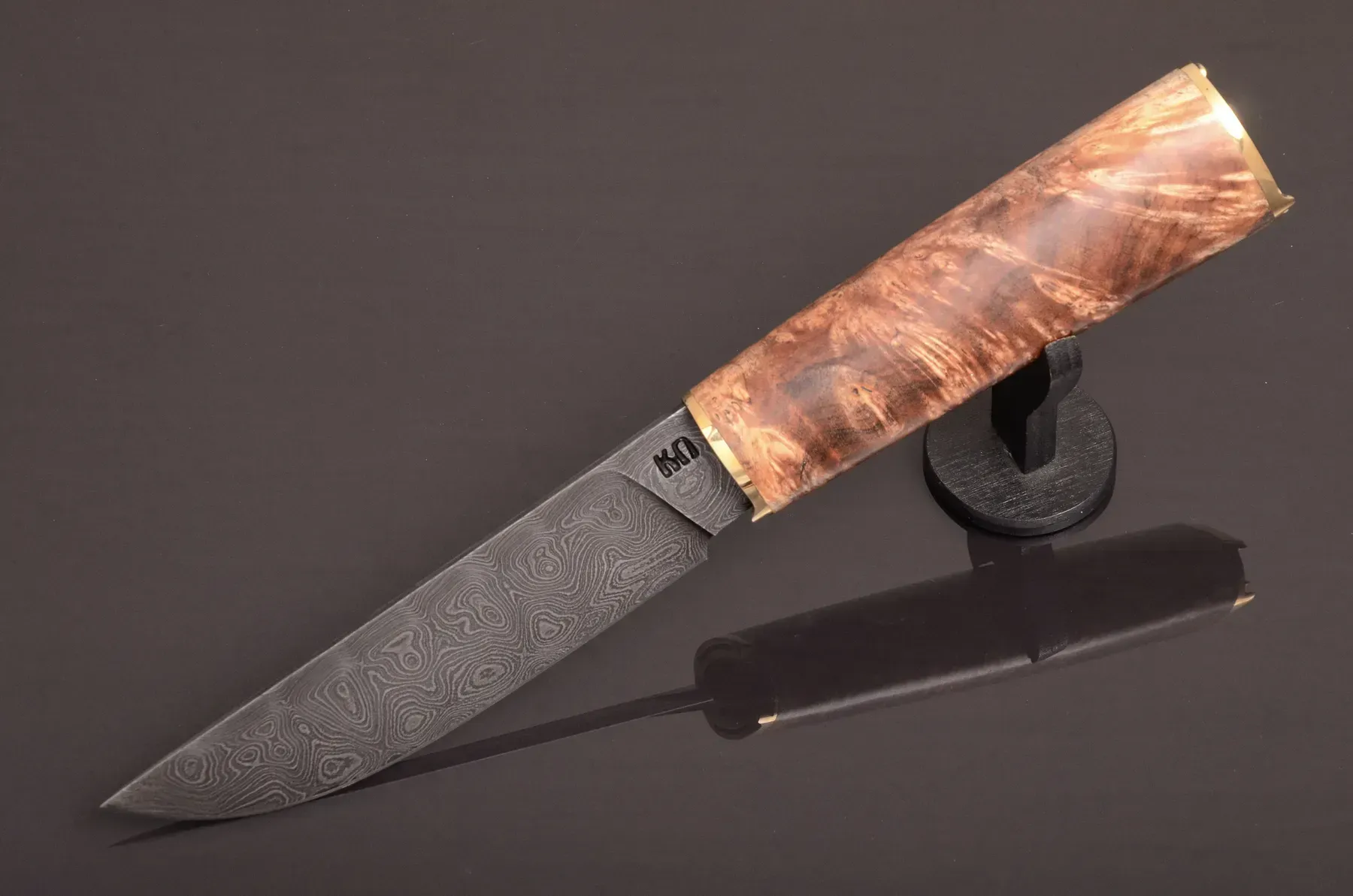 Luxury Handmade Damascus Steel Knife with Maple Burl Handle