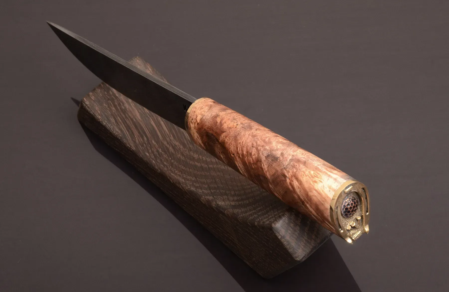 Luxury Handmade Damascus Steel Knife with Maple Burl Handle