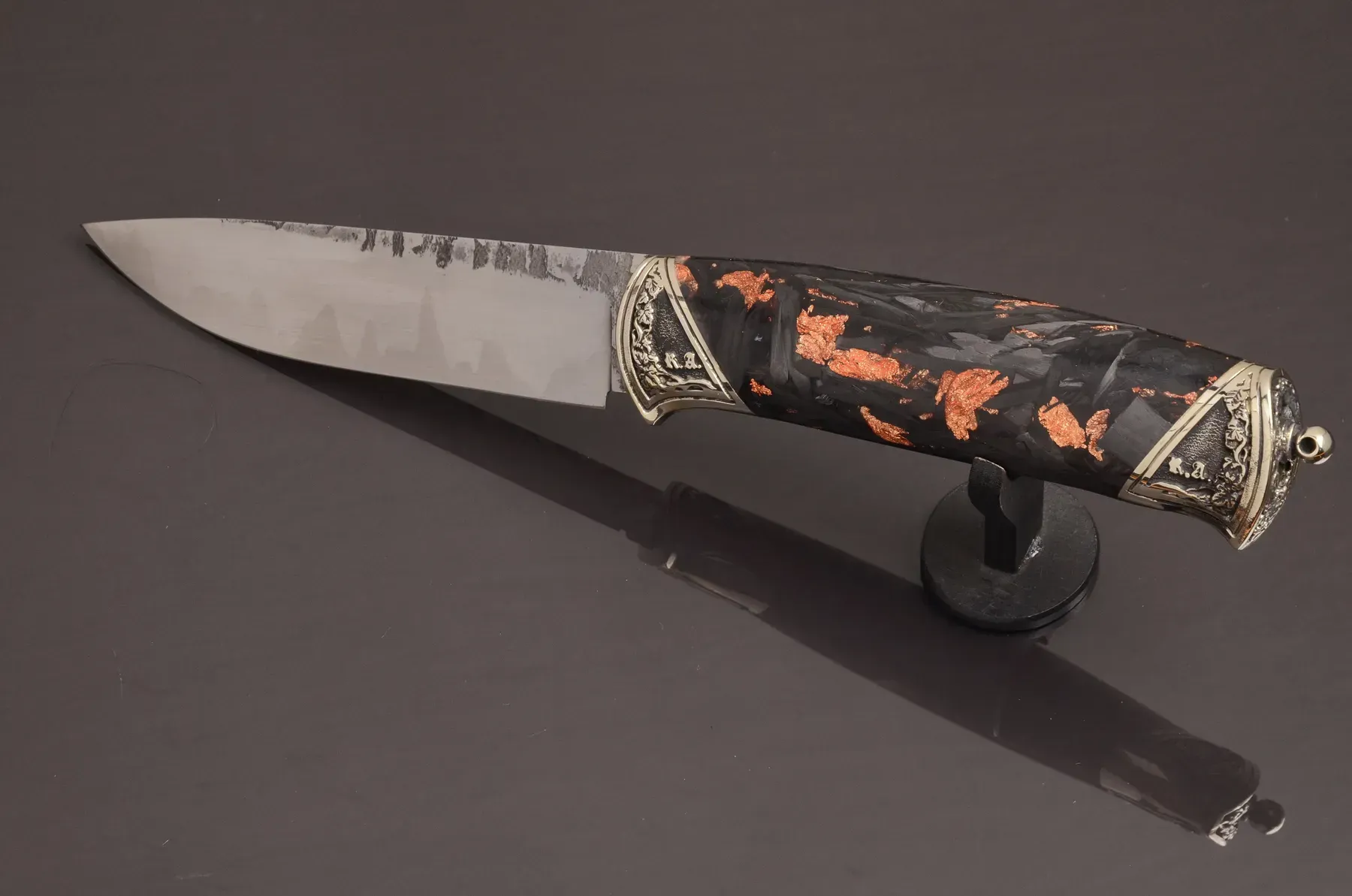 Exclusive Collectible Knife with Carbon Handle and Python Leather Sheath