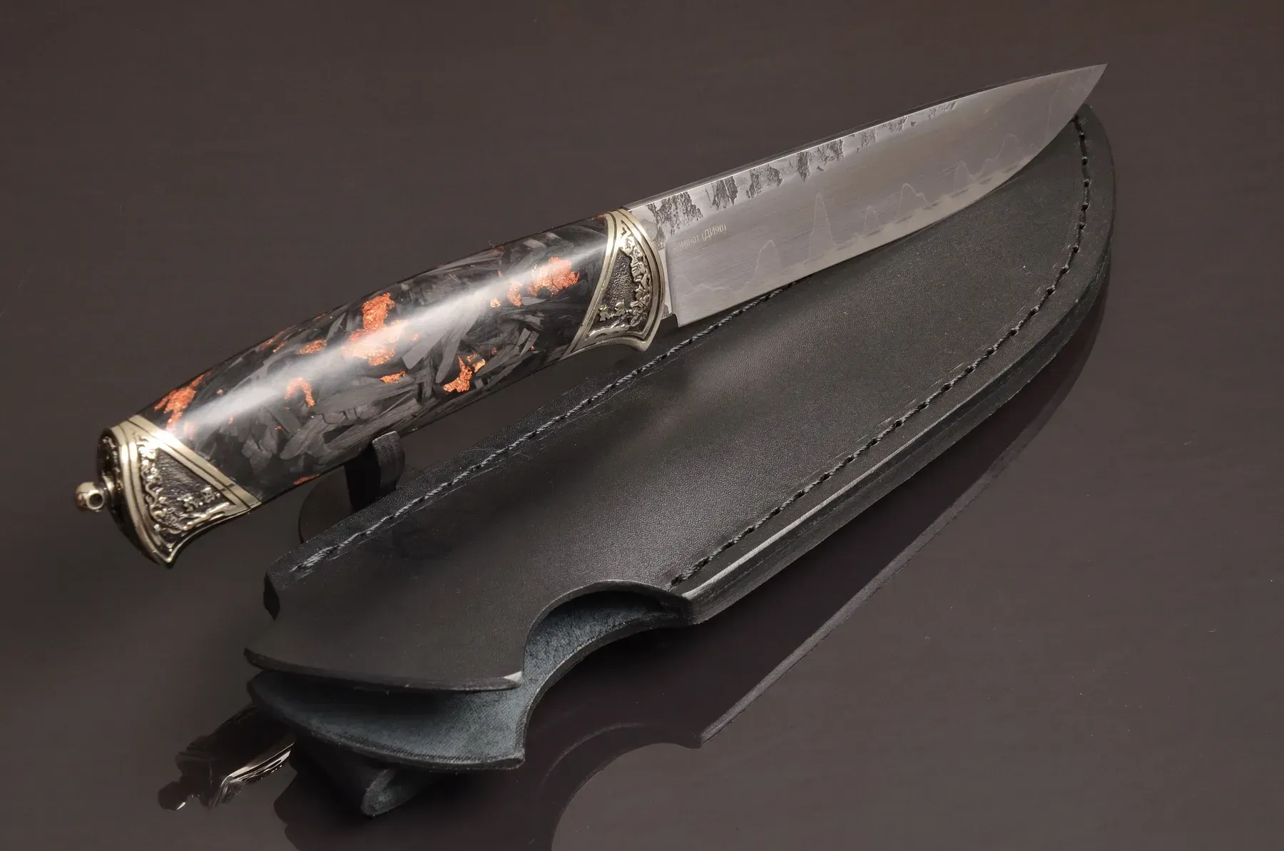 Exclusive Collectible Knife with Carbon Handle and Python Leather Sheath