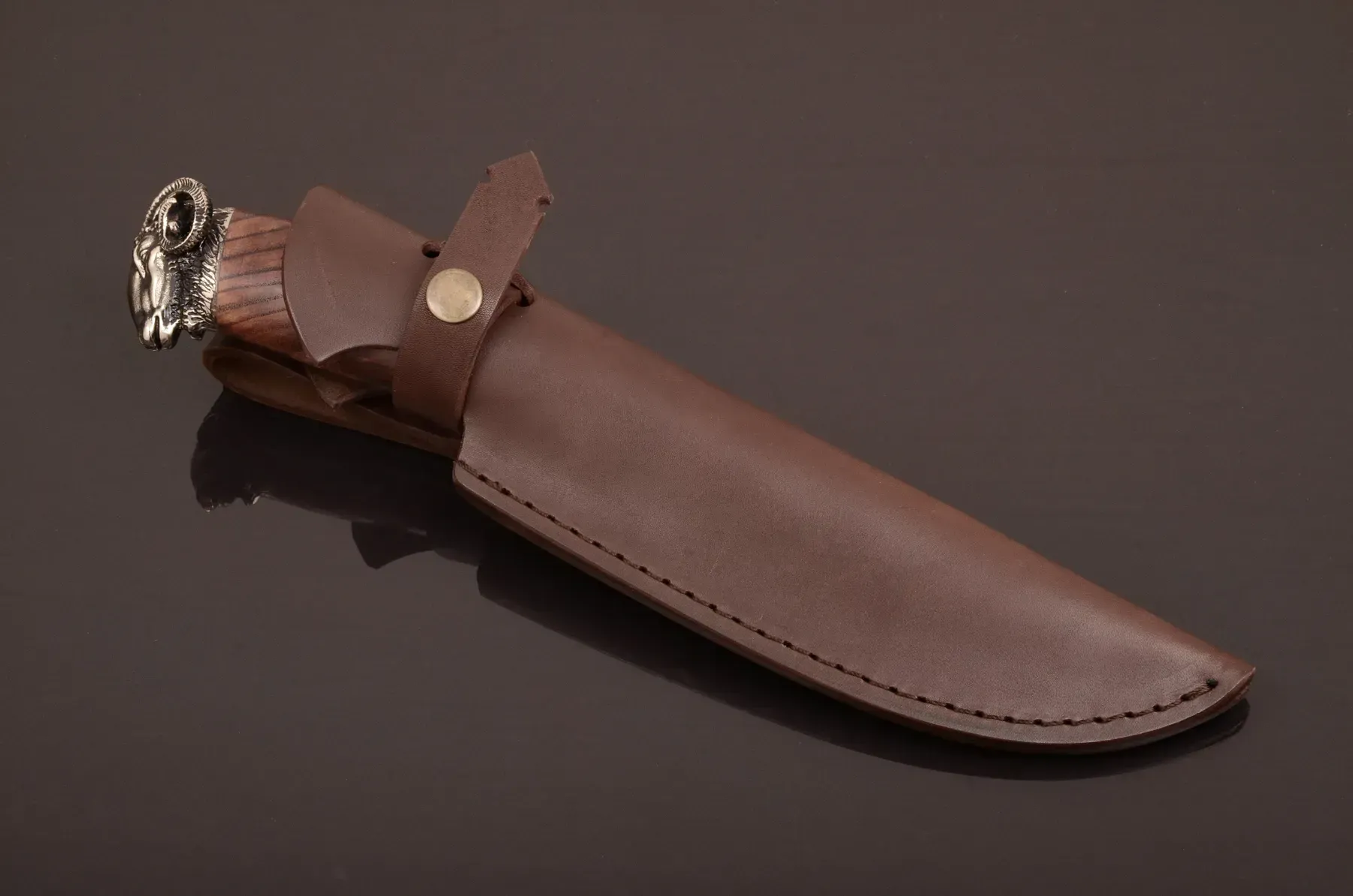 Hunting-Style Knife "Ram" with Stabilized Walnut Handle
