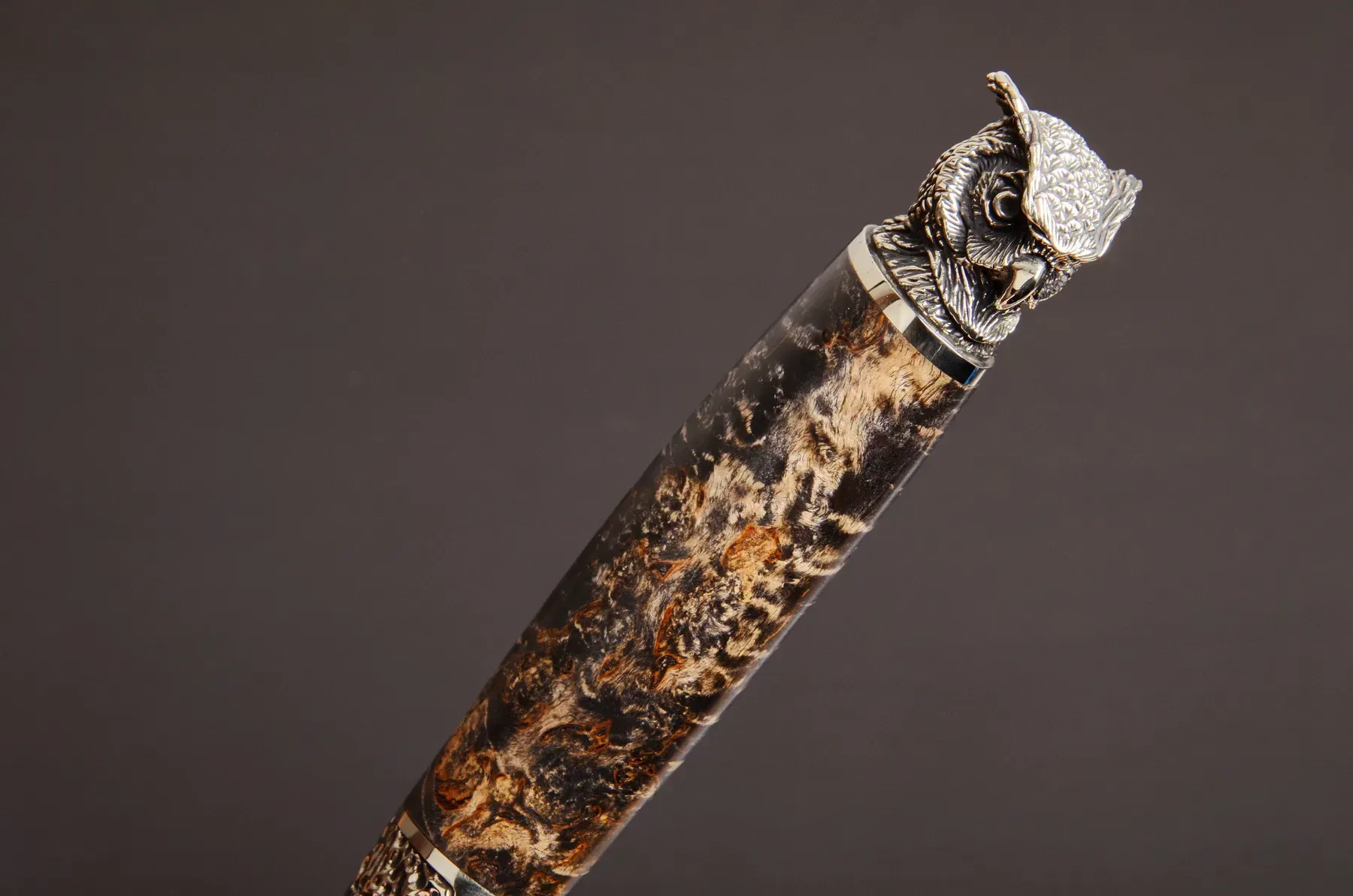 Handmade Knife Owl with Stabilized Ash Handle and N690 Steel Blade
