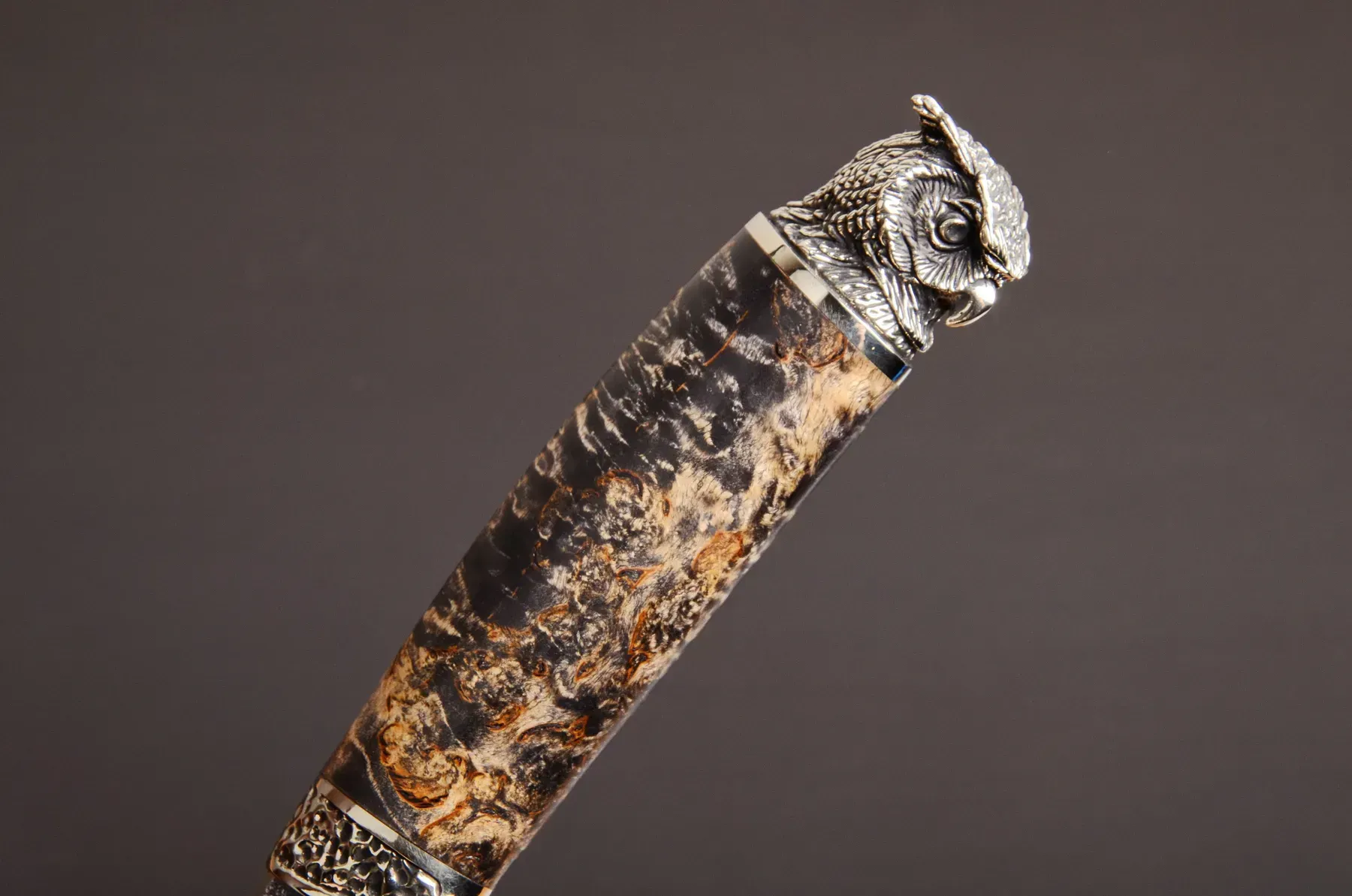 Handmade Knife Owl with Stabilized Ash Handle and N690 Steel Blade