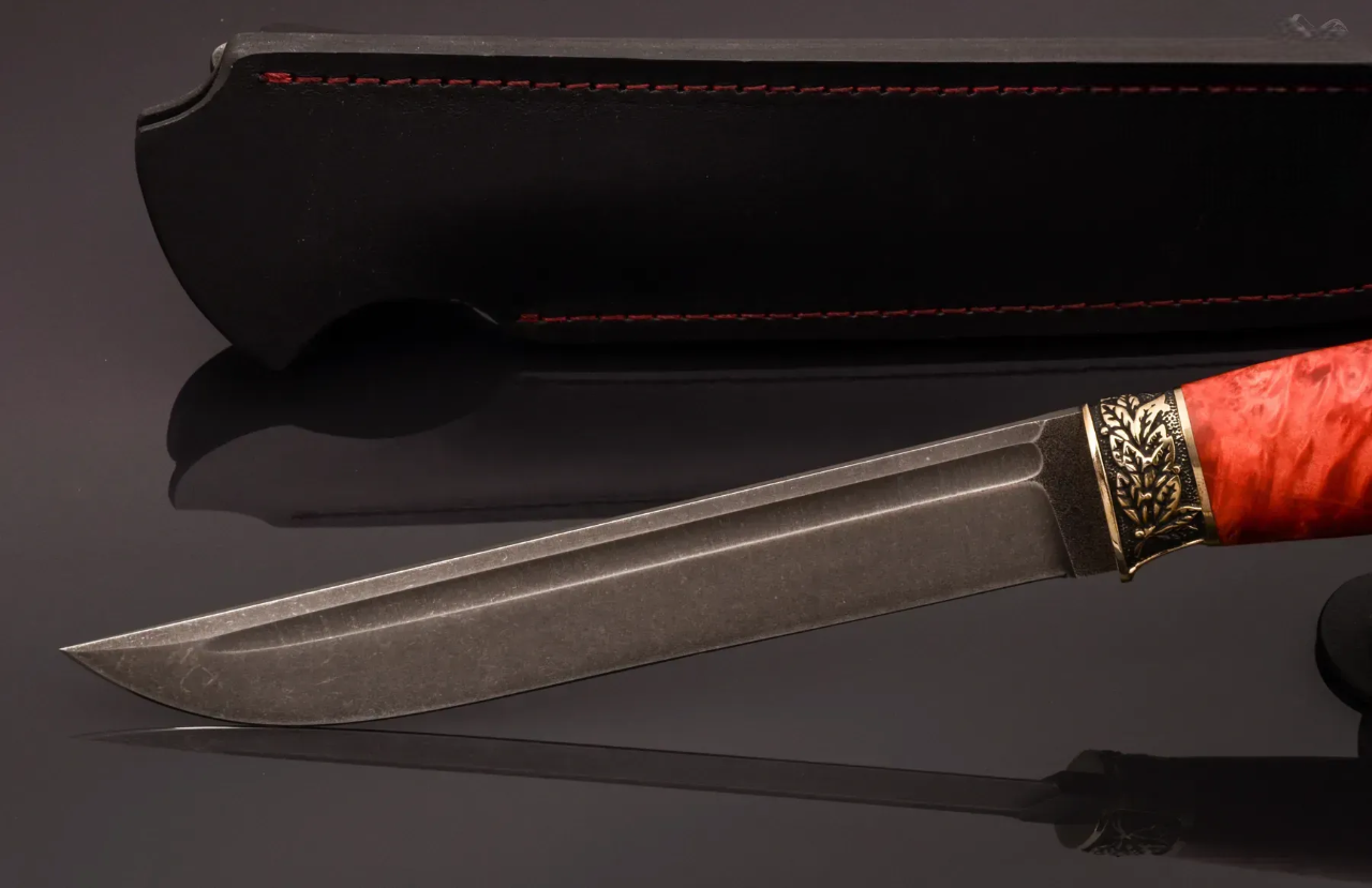 Handmade N690 Steel Knife with Wheat Motif Nickel Silver Fittings