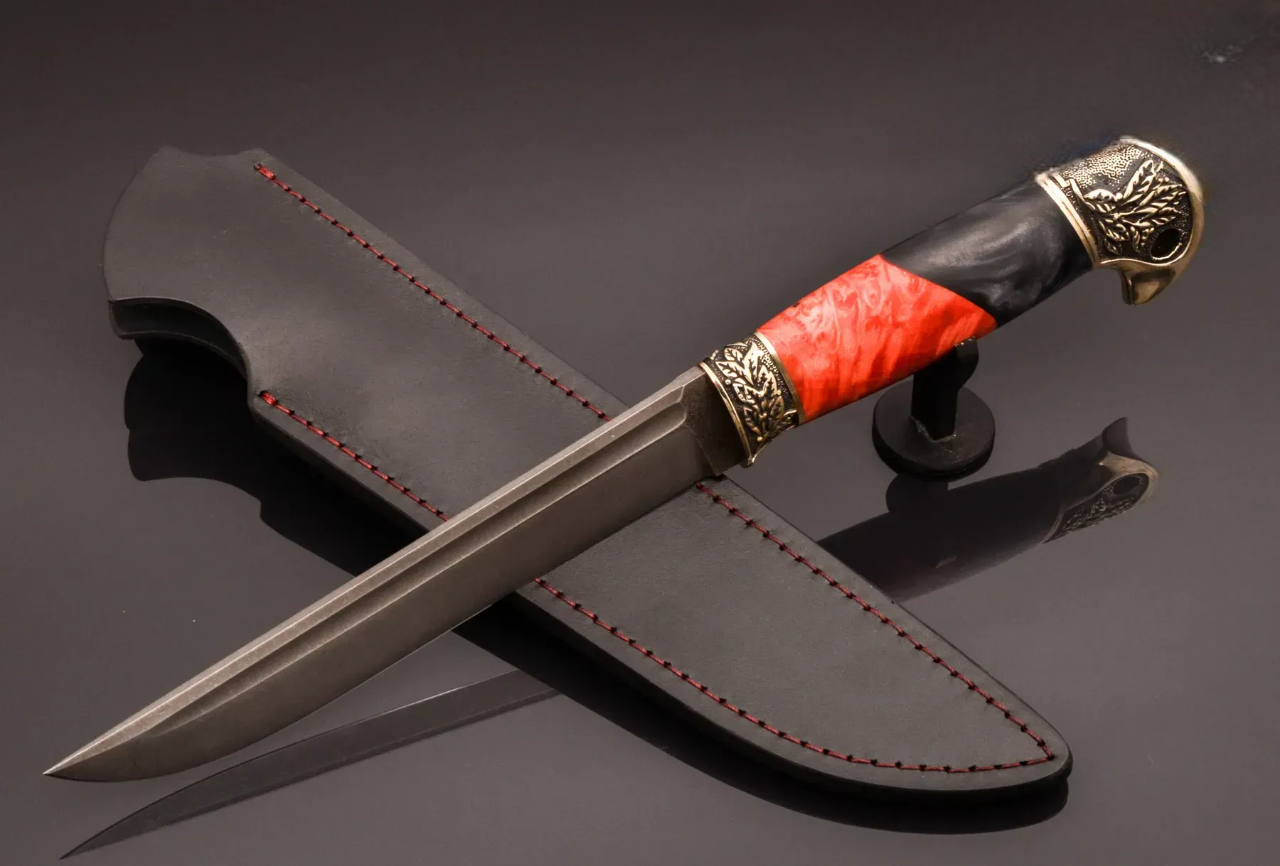 Handmade N690 Steel Knife with Wheat Motif Nickel Silver Fittings