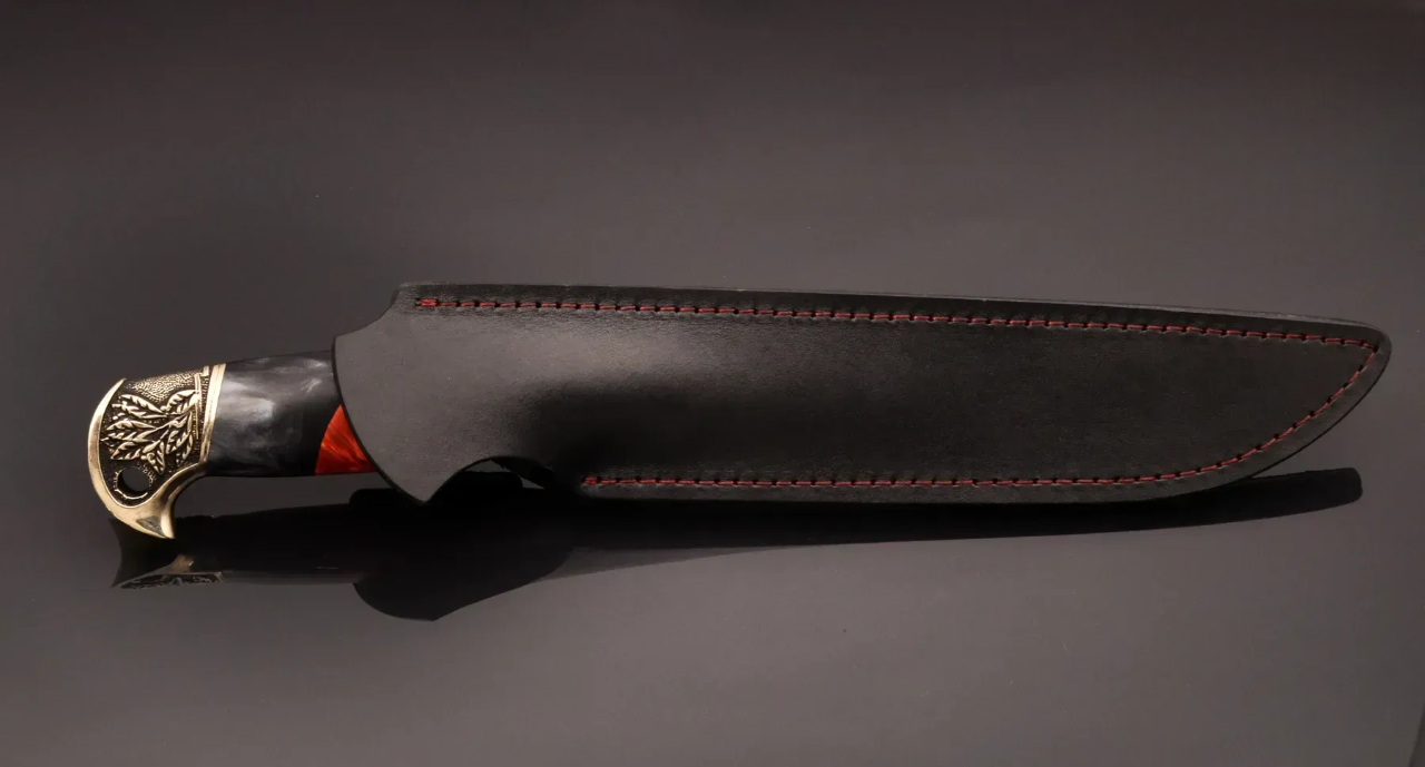 Handmade N690 Steel Knife with Wheat Motif Nickel Silver Fittings