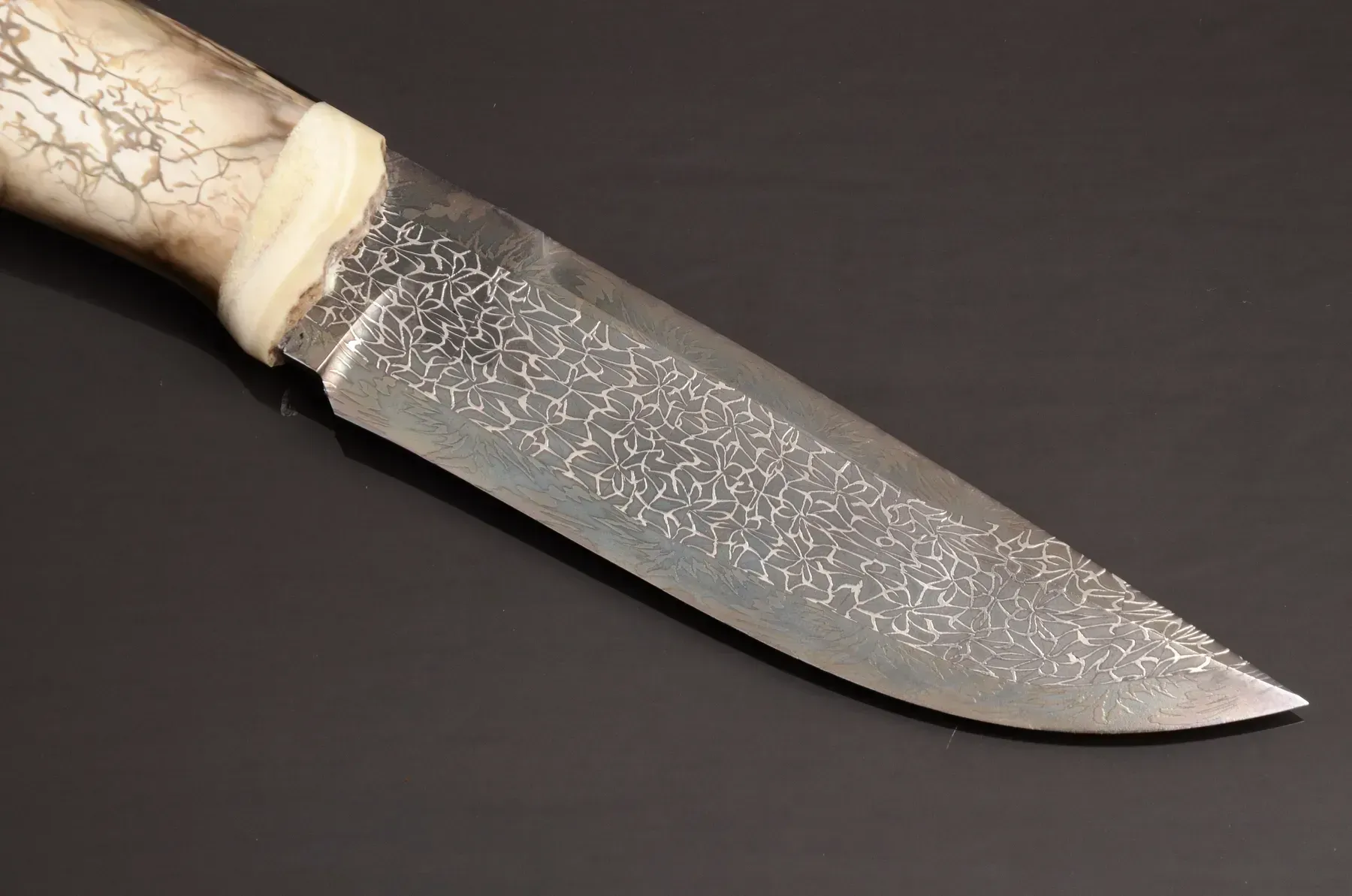 Exclusive Mosaic Damascus Knife with Mammoth Tooth Handle