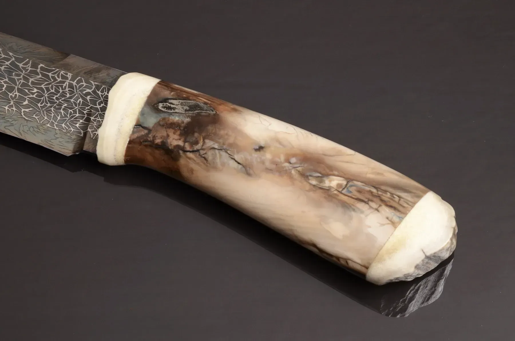 Exclusive Mosaic Damascus Knife with Mammoth Tooth Handle