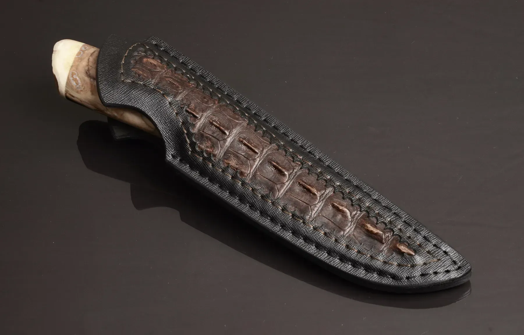 Exclusive Mosaic Damascus Knife with Mammoth Tooth Handle