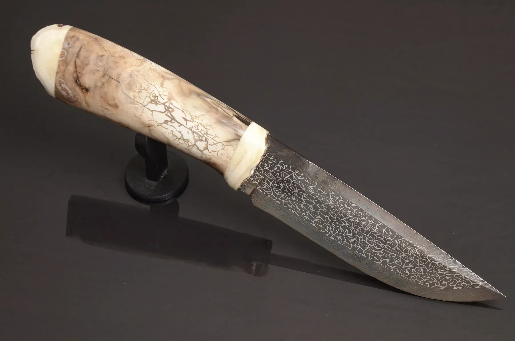 Exclusive Mosaic Damascus Knife with Mammoth Tooth Handle