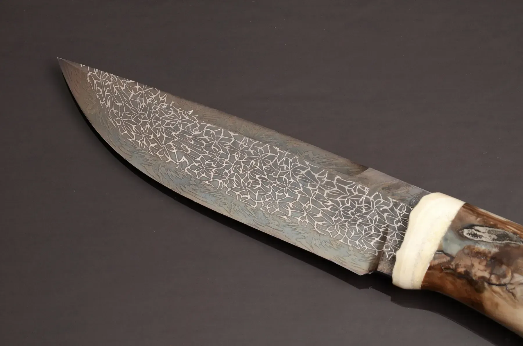 Exclusive Mosaic Damascus Knife with Mammoth Tooth Handle