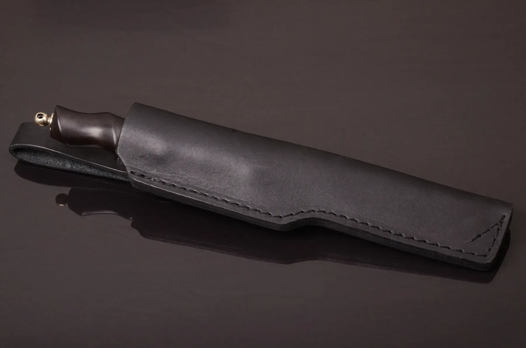 Handmade N690 Steel Knife with Hornbeam Handle and Leather Sheath
