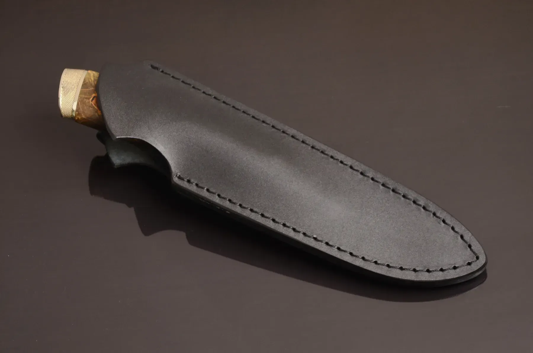 Unique Compact Utility Knife with Hybrid Handle and Leather Sheath