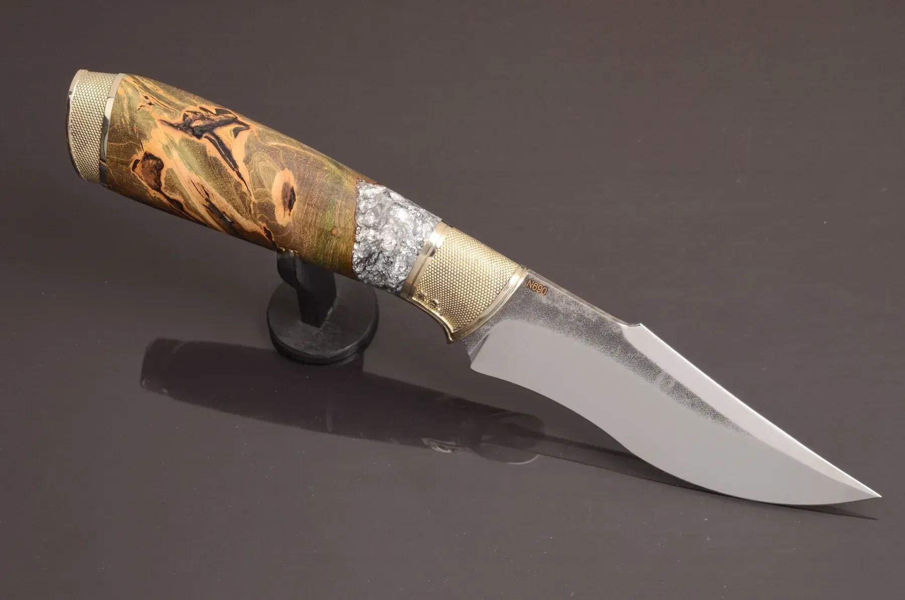 Unique Compact Utility Knife with Hybrid Handle and Leather Sheath