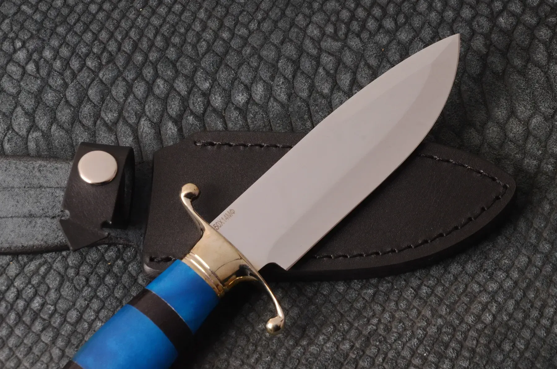 Designer Handmade Knife 50X14MF with Bog Oak and Acrylic Handle