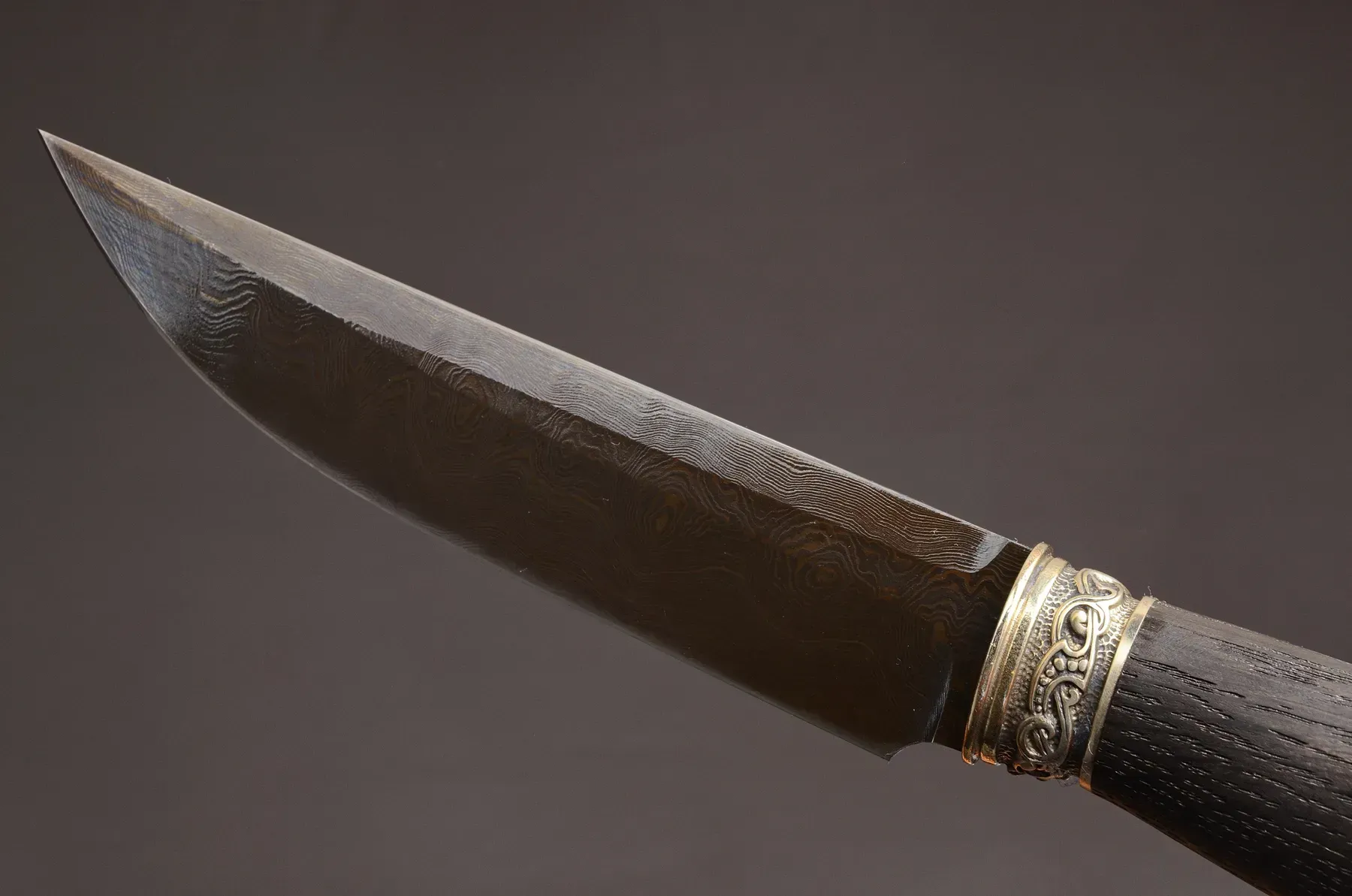 Designer Classic Damascus Steel Knife with Moose Head Casting