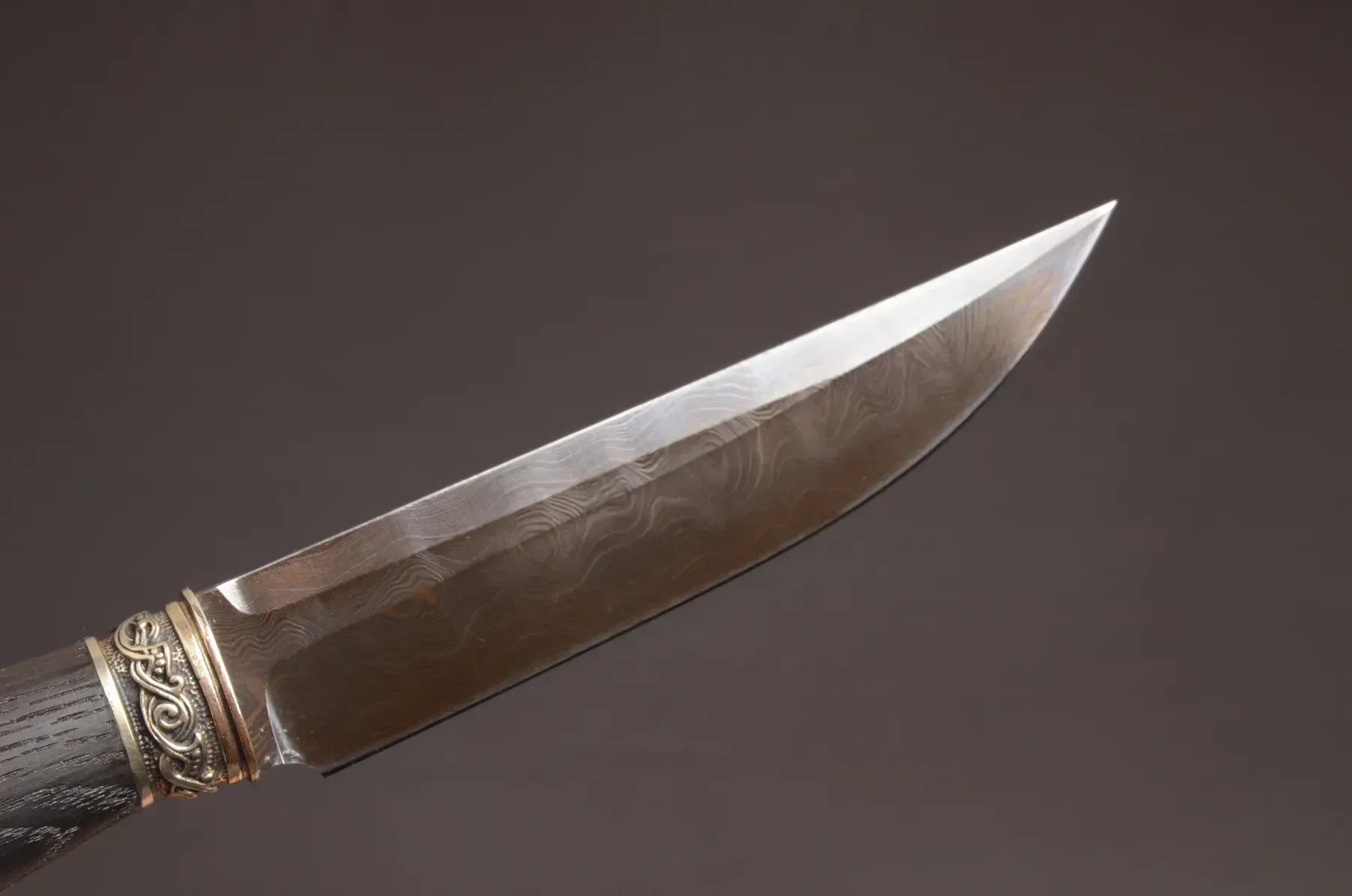 Designer Classic Damascus Steel Knife with Moose Head Casting