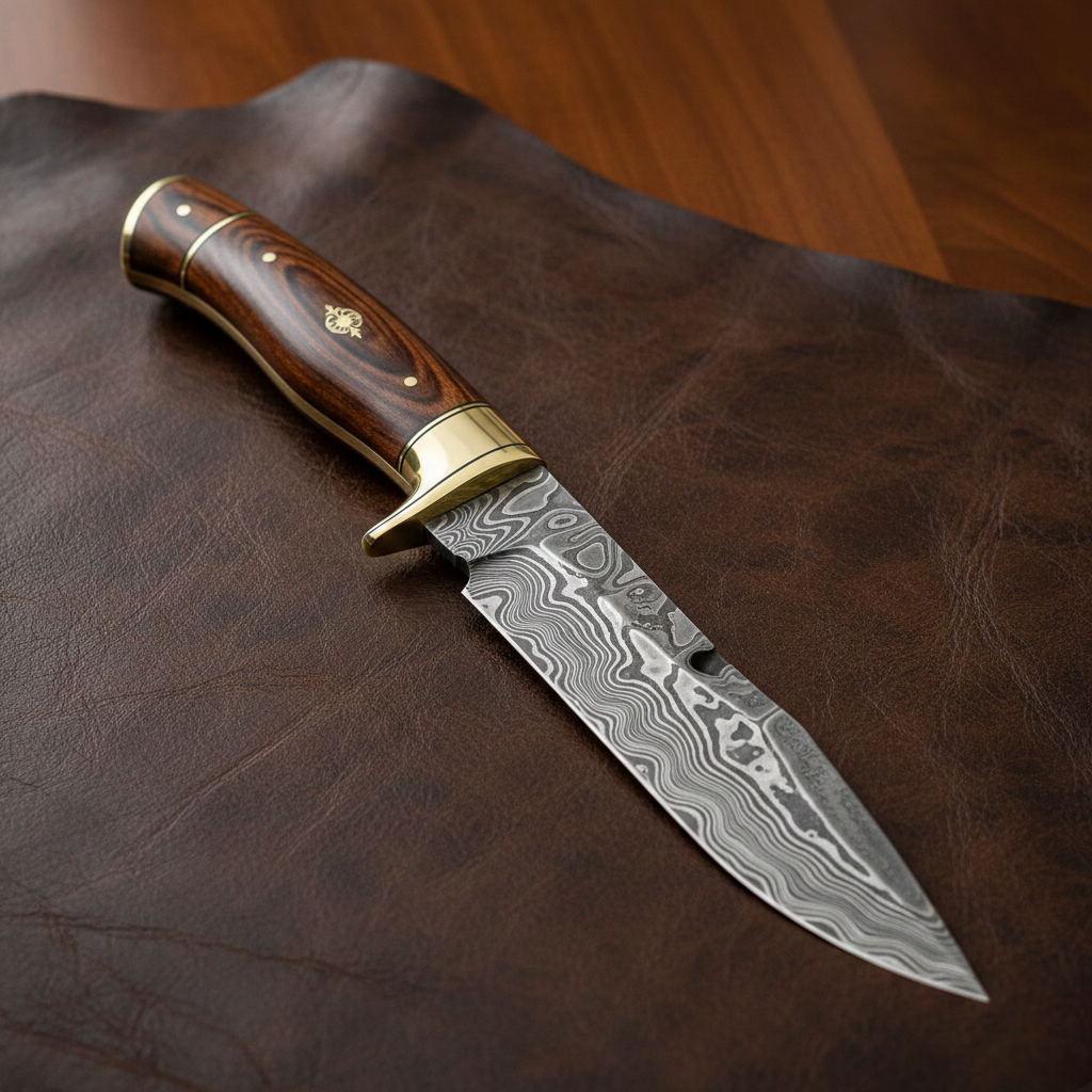 Designer Handles of Luxury Knives Complement Damascus or Patterned Steel Blades