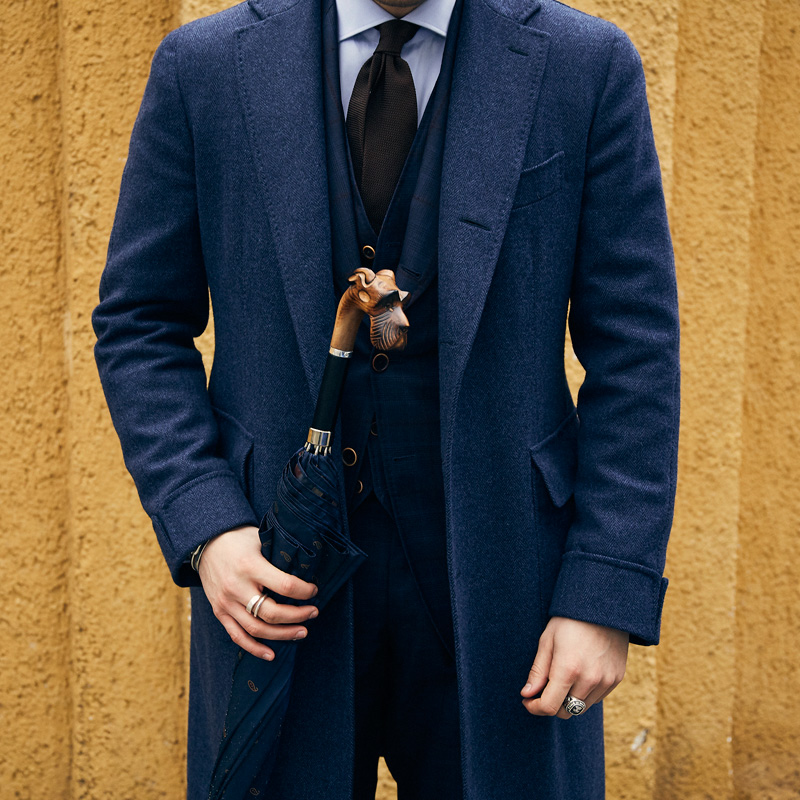 Hand Carved Schnauzer Umbrella – Italian Wooden Handle Luxury