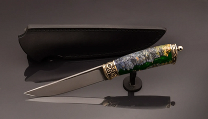 Handmade Custom Knife – Steel Blade, Hybrid Handle, Leather Sheath - Elegant Knives