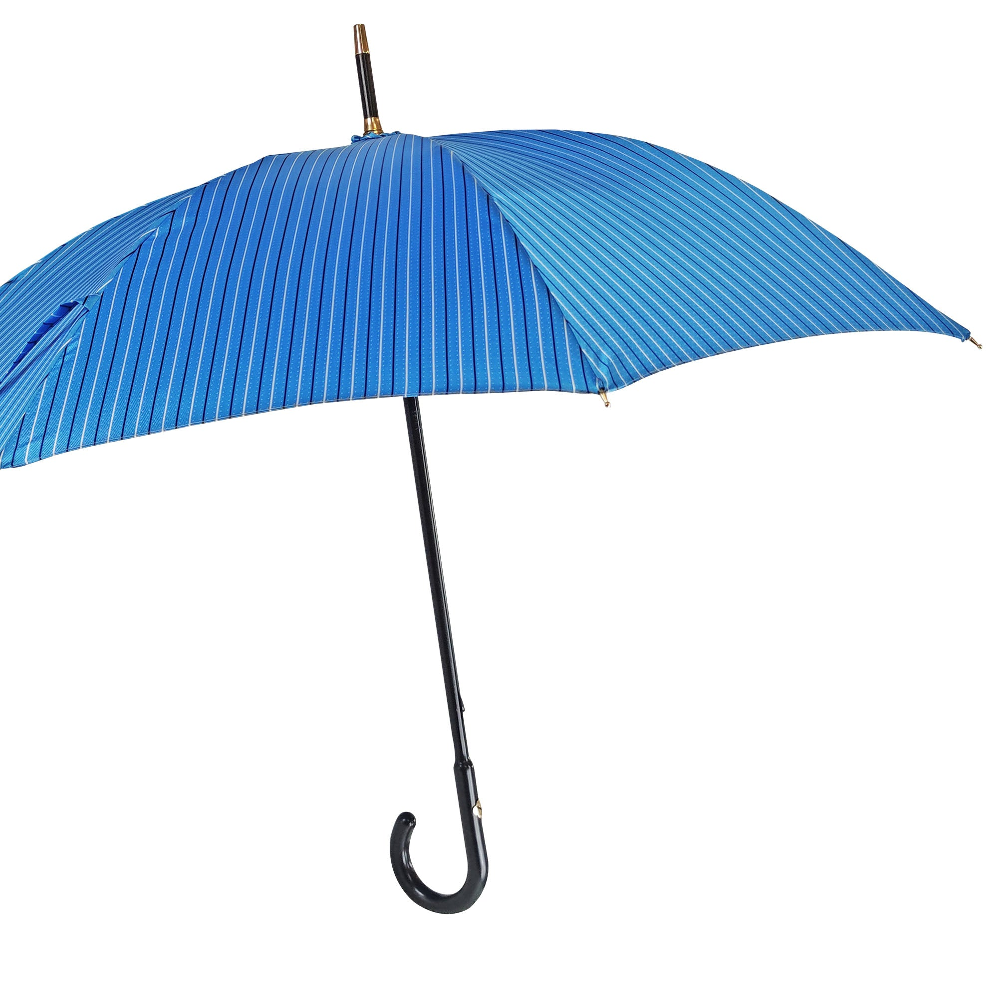 Classic Blue Men's Umbrella with Black Beech Wood and Leather Handle