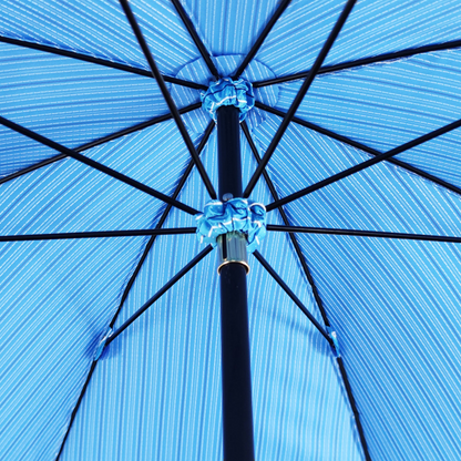 Classic Blue Men's Umbrella with Black Beech Wood and Leather Handle