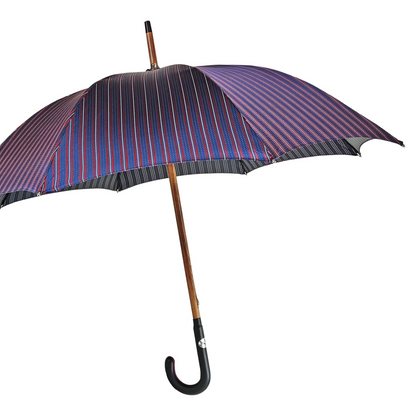 Refined Italian Men’s Bespoke Umbrella with Black Leather Handle