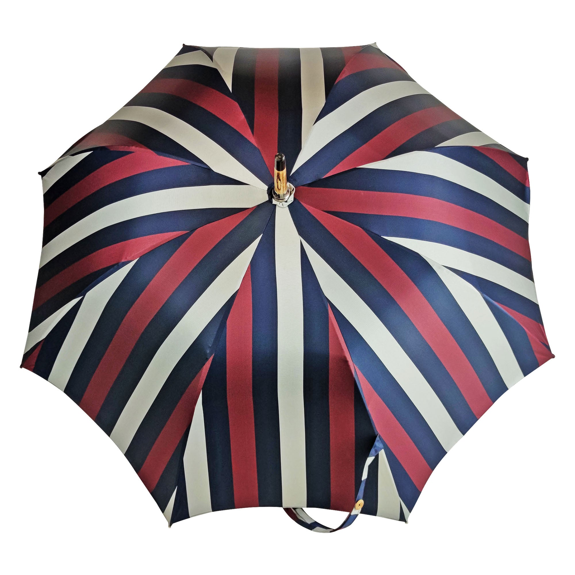 Refined Multicolour Striped Umbrella with Handcrafted Beechwood Handle
