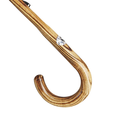 Refined Multicolour Striped Umbrella with Handcrafted Beechwood Handle