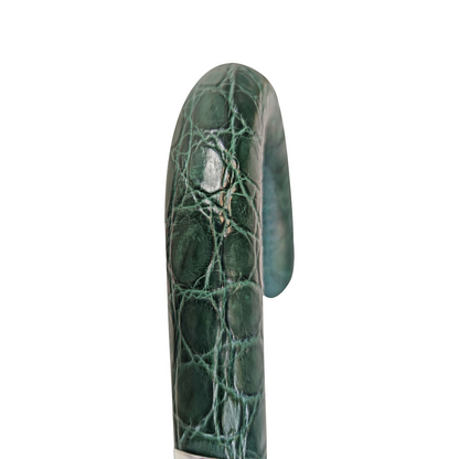 Luxury Stylish Umbrella with Green Caiman Crocodile Leather Handle