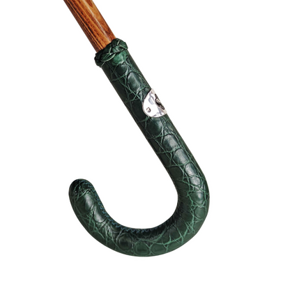 Luxury Stylish Umbrella with Green Caiman Crocodile Leather Handle