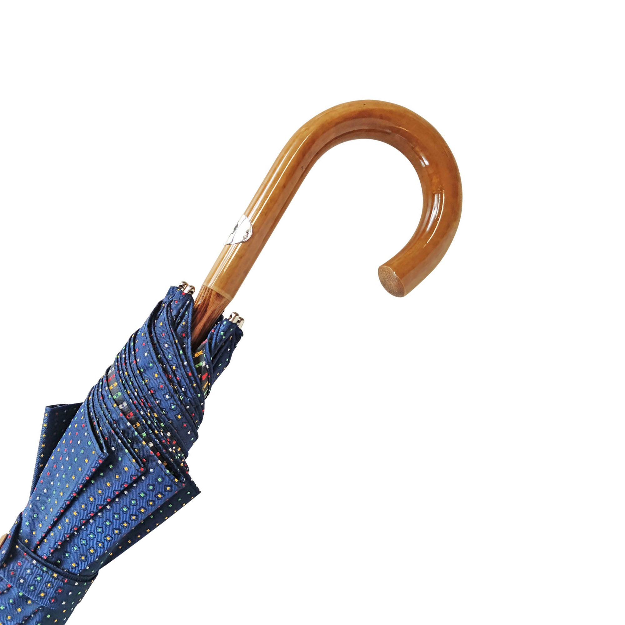 Classic Handmade Multicolor Dot Umbrella with Elegant Malacca Handle