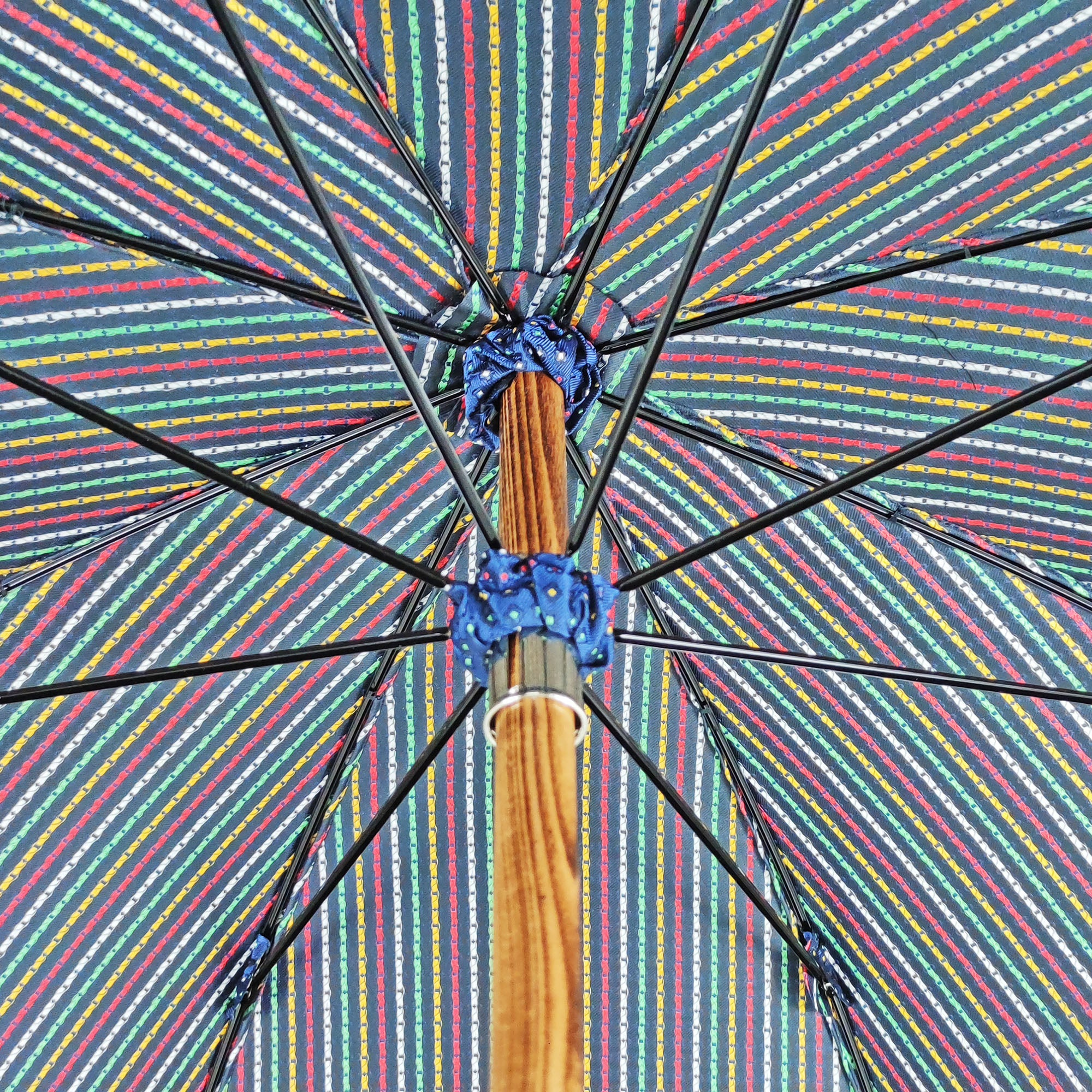 Classic Handmade Multicolor Dot Umbrella with Elegant Malacca Handle