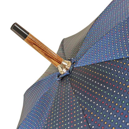 Classic Handmade Multicolor Dot Umbrella with Elegant Malacca Handle