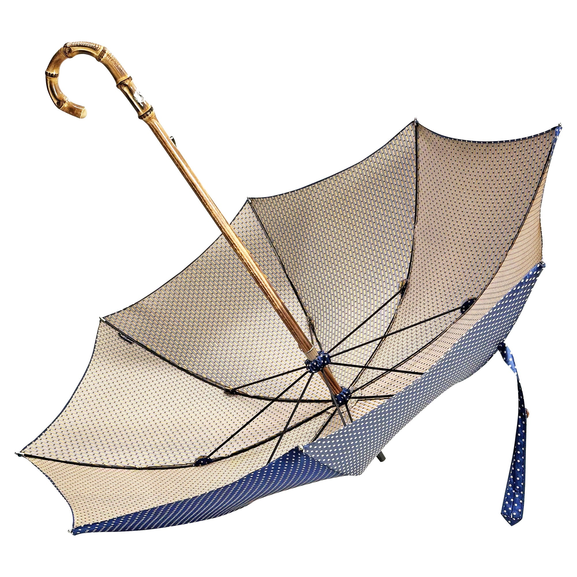 Handcrafted Whanghee Bamboo Umbrella with Elegant Dot Pattern