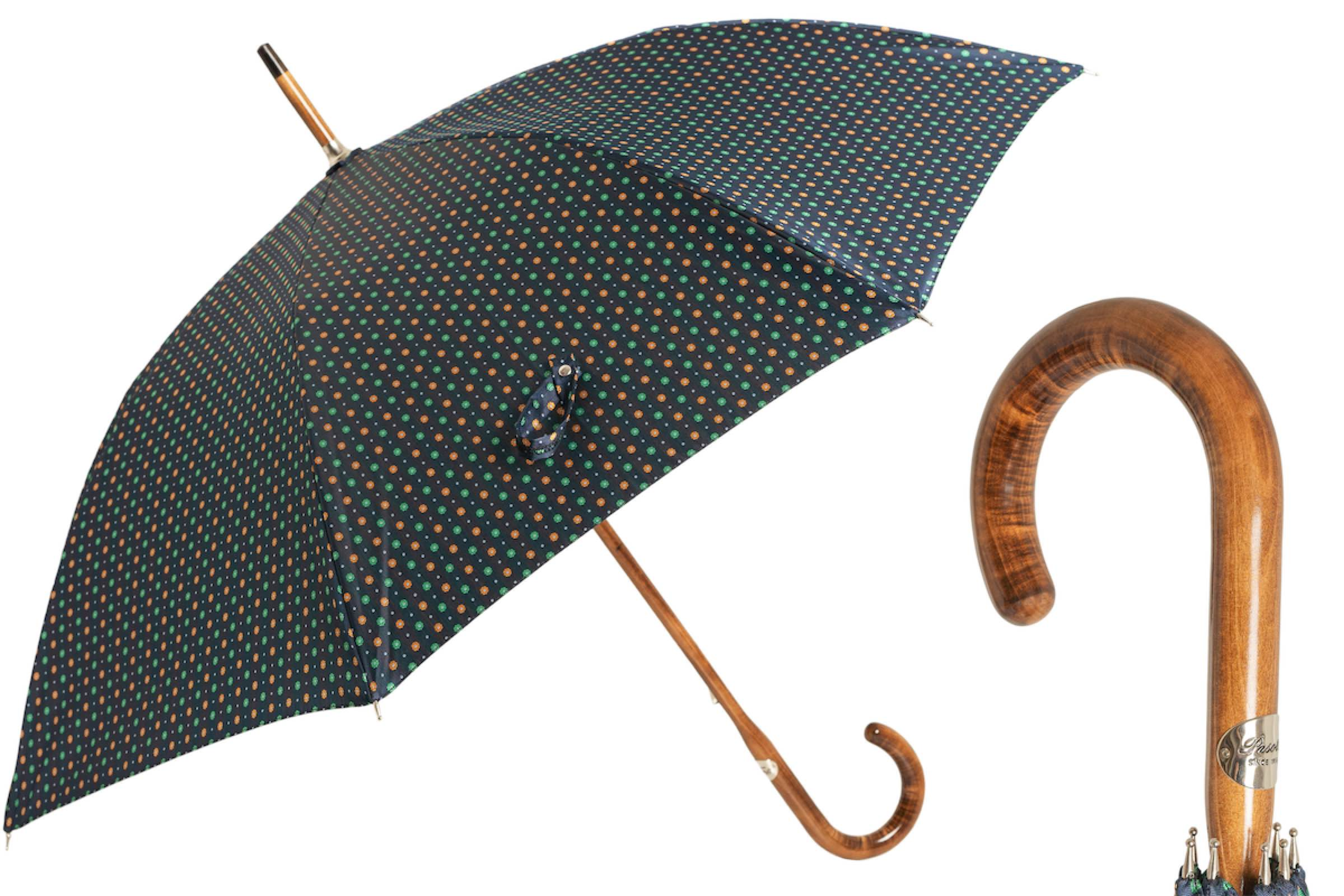 Maple Stick Umbrella with Little Flowers, Handmade Italian Craft
