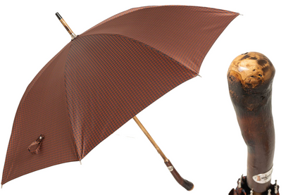 Elegant Umbrella with Straight Continuous Chestnut Stick and Knob End