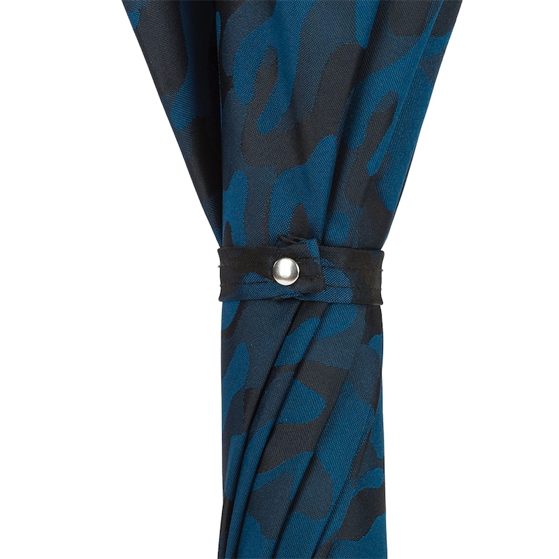 Navy Blue Camouflage Umbrella with Bamboo Handle, Italian Craft