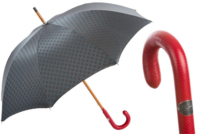 Gentlemen’s Umbrella with Red Leather Handle – Handmade in Italy