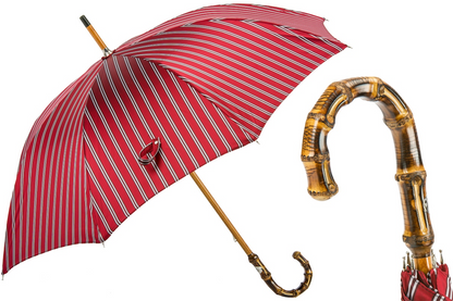 Classic Striped Umbrella with Bamboo Handle – Handmade in Italy