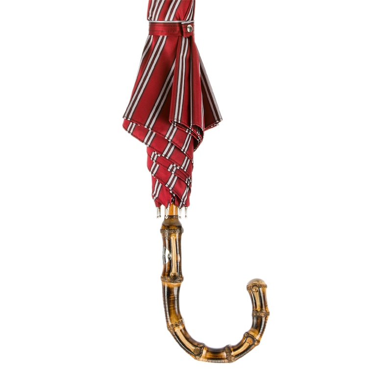 Classic Striped Umbrella with Bamboo Handle – Handmade in Italy