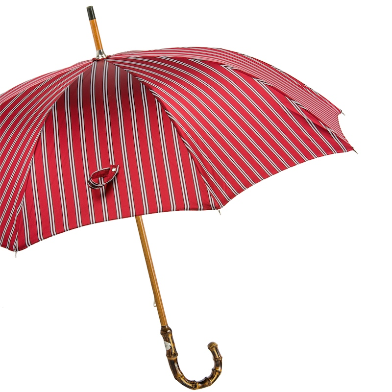 Classic Striped Umbrella with Bamboo Handle – Handmade in Italy