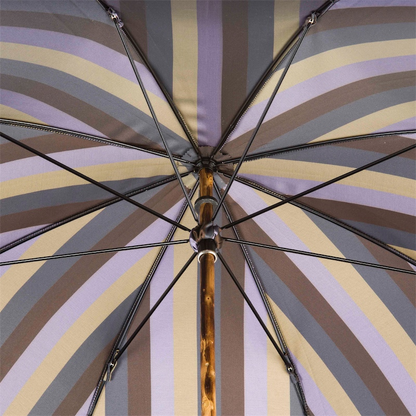 Solid Chestnut Striped Umbrella with Knob End – Handmade in Italy