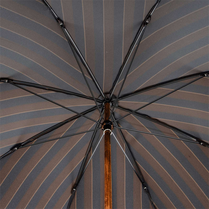Large Striped Umbrella with Premium Ostrich Leather Handle